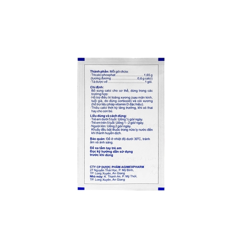 Agi-Calci - Hộp 30 gói x 1,75g - Agimexpharm (Tricalci phosphat: 1.65g (tương đương calci: 0.6g)