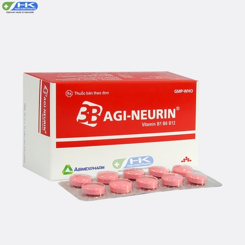 Agineurin 3B - Hộp 10 vỉ x 10 viên nén - Agimexpharm (Thiamin mononitrat 125mg; Pyridoxin hydroclorid 125mg; Cyanocobalamin 125mcg)