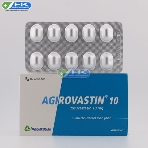Agirovastin 10 - Hộp 3 vỉ x 10 viên - Agimexpharm(Rosuvastatin 10 mg)