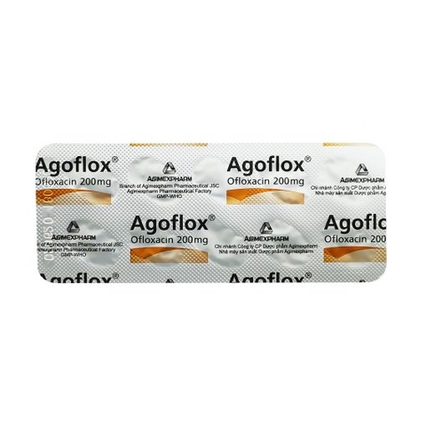 Agoflox - Hộp 10 vỉ x 10 viên nén - Agimexpharm (Ofloxacin 200 mg)
