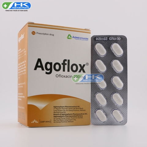 Agoflox - Hộp 10 vỉ x 10 viên nén - Agimexpharm (Ofloxacin 200 mg)