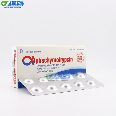 Alphachymotrypsin - Hộp 2 vỉ x 10 viên - USR PP.Pharco(Alpha Chymotrypsin 4.200 đơn vị USP)