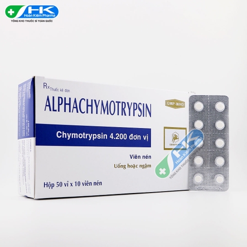 Alphachymotrypsin 4200 - Hộp 50 vỉ x 10 viên - DonaiPharma (AlphaChymotrypsin 4200 đơn vị )