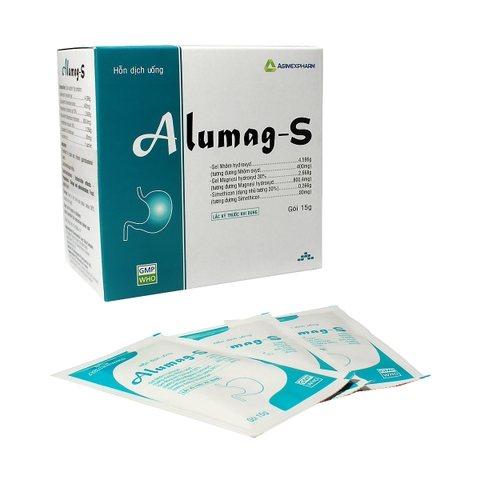 Alumag S - Hộp 20 gói x 15g - Agimexpharm (Nhôm oxyd 400 mg; Magnesi hydroxyd 800,4 mg; Simethicone 80 mg)
