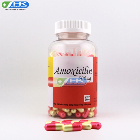 Amoxicilin 500mg - Chai 200 viên nang cứng - TiPharco (Amoxicilin trihydrat 500mg)