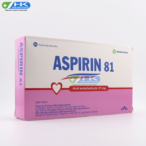 Aspirin 81 - Hộp 20 vỉ x 10 viên - Agimexpharm (Acid acetylsalicylic 81mg)