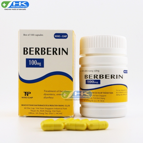 Berberine 100mg - Chai 100 viên nang cứng - Thành Nam Pharma (Berberine chloride 100mg)