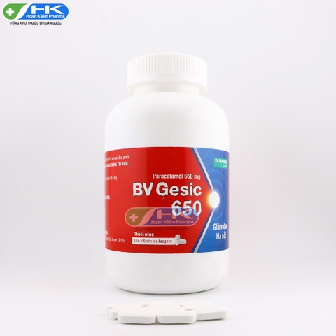 BV Gesic 650 - Chai 500 viên nén bao phim - BVPharma (Paracetamol 650mg)
