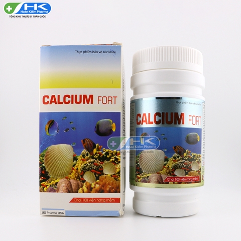 Calcium Fort - Chai 100 viên nang mềm - USP(Calci carbonate 400 mg; Vitamin D3 200 IU; Vitamin E 1 mg; EPA 1,8 mg; DHA 1,2 mg)