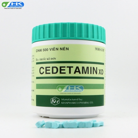 Cedetamin Xanh - Chai 500 viên nén - KhaPharco Pharm (Dexclorpheniramin 2mg; Betamethason 0.25mg)