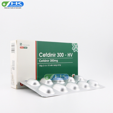 Cefdinir 300-HV - Hộp 2 vỉ x 10 viên nang cứng - USP(Cefdinir 300mg)