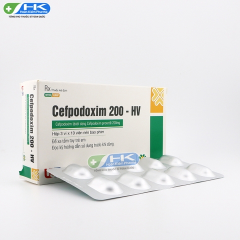 Cefpodoxim 200 - HV - Hộp 3 vỉ x 10 viên - USP (Cefpodoxim 200mg)