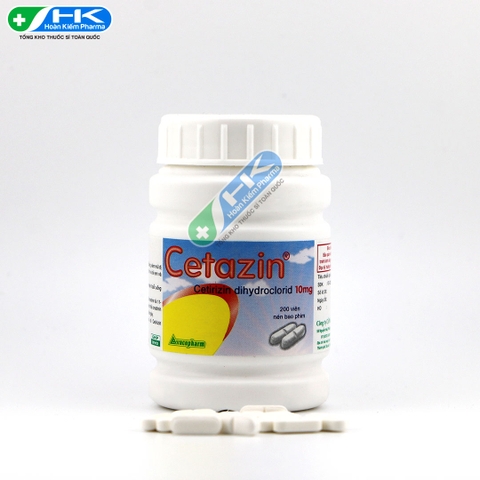 Cetazin - Chai 200 viên nén - Vacopharm (Cetirizin 10mg)