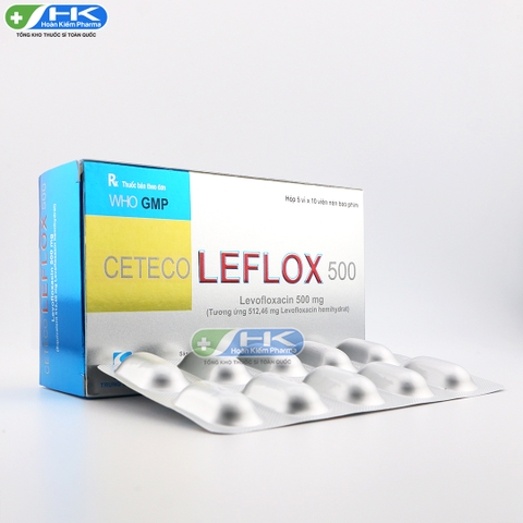 Ceteco Leflox 500mg - Hộp 5 vỉ x 10 viên nén - DP.TW3 (Levofloxacin 500 mg)