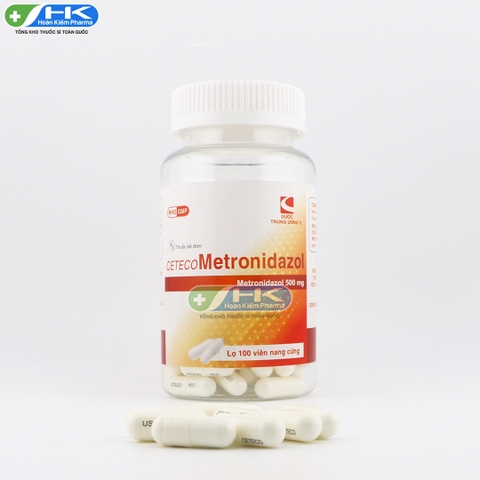 Ceteco Metronidazol - Chai 100 viên nang cứng - DP.TW3(Metronidazol 500mg)