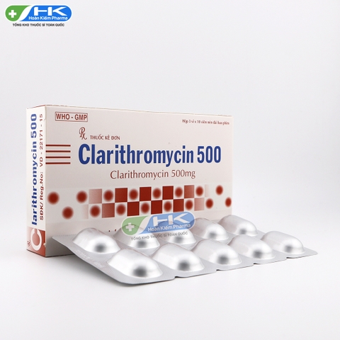 Clarithromycin 500 - Hộp 3 vỉ x 10 viên - Khapharco Pharm (Clarithromycin 500mg)