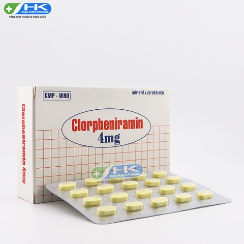 Clorpheniramin 4mg -  Hộp 5 vỉ x 20 viên nén - TiPharco(Clorpheniramin 4mg)