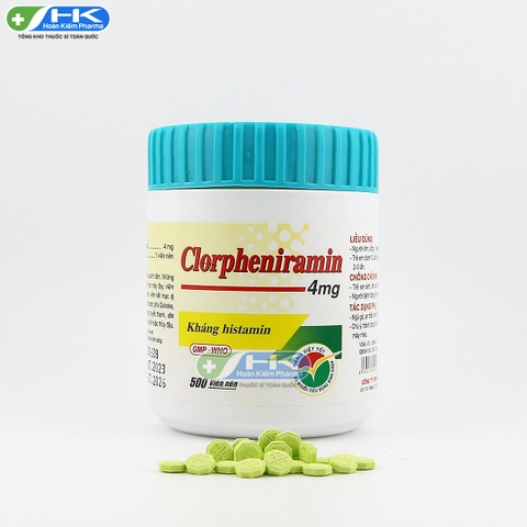 Clorpheniramin 4mg - Chai 500 viên nén xanh - NIC Pharma (Clorpheniramin 4mg)