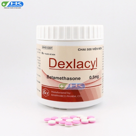 Dexlacyl - Chai 500 viên nén tròn 2 lớp - KhaPharco Pharm(Betamethasone 0,5mg)