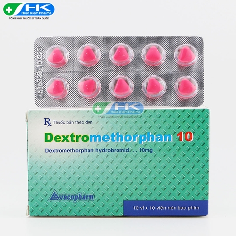 Dextromethorphan 10 - Hộp 10 vỉ x 10 viên nén - VacoPharm(Dextromethorphan HBr 10mg)
