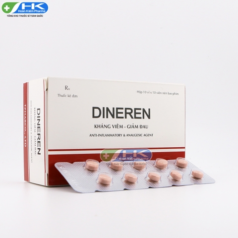 Dineren - Hộp 10 vỉ x 10 viên nén - Thành Nam Pharma(Diclofenac natri 50mg)