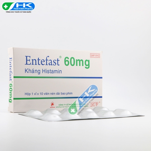 Entefast 60mg - Hộp 1 vỉ x 10 viên nén dài - DonaiPharm (Fexofenadina 60mg)