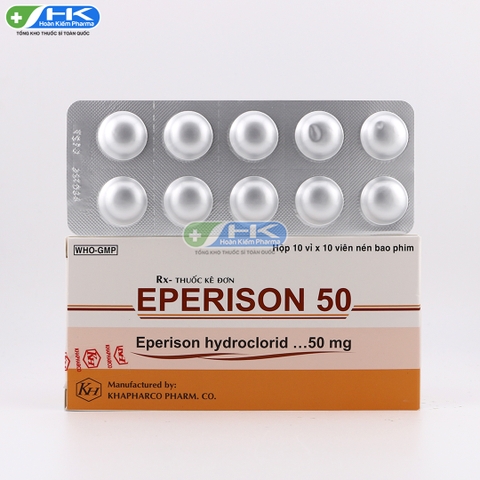Eperison 50 - Hộp 10 vỉ x 10 viên nén - KhaPharco Pharm (Eperison hydrochlorid 50mg)