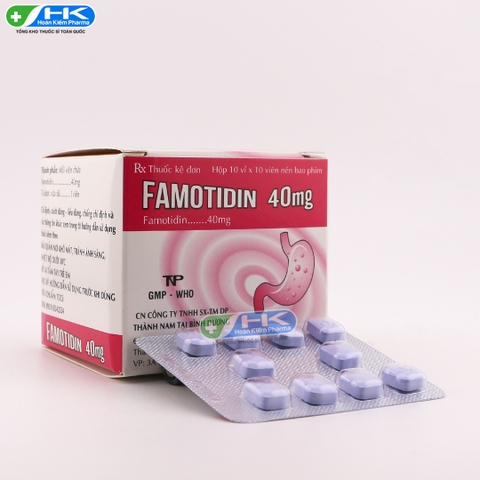 Famotidin 40mg - Hộp 10 vỉ x 10 viên nén - Thành Nam Pharma(Famotidin 40mg)