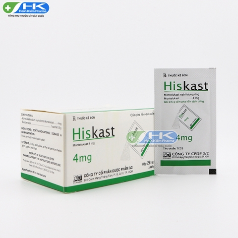 Hiskast 4mg - Hộp 28 gói x 0,5g - Dược Phẩm 3/2 (Montelukast 4mg)