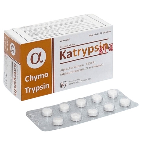 Katrypsin 4200IU - Hộp 10 vỉ x 10 viên - KhaPharco Pharm (Alpha Chymotrypsin 4.200 IU)