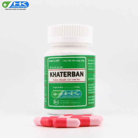 Khaterban - Chai 100 viên nang cứng - KhaPharco Pharm (Terpin hydrat 150mg; Natri benzoat 50mg)