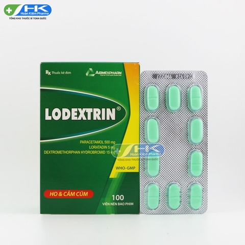 Lodextrin - Hộp 10 vỉ x 10 viên nén - Agimexpharm(Paracetamol 500mg; Loratadin 5mg; Dextromethorphan 15mg)