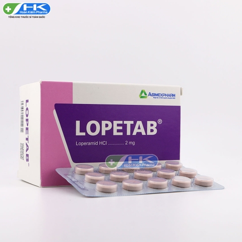 Lopetab - Hộp 10 vỉ x 15 viên nén - Agimexpharm (Loperamid hydroclorid 2 mg)