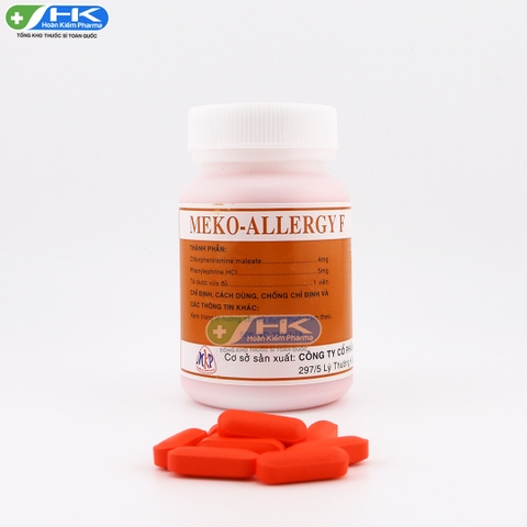 Meko-Allergy F - Chai 100 viên nén - MekoPhar(Chlorpheniramine maleate 4 mg; Phenylephrine hydrochloride 5 mg)
