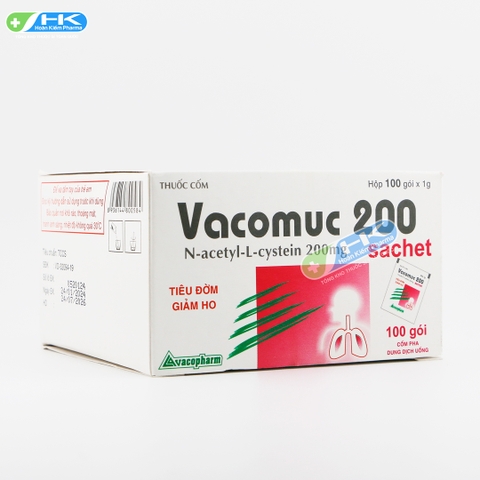 Vacomuc 200 - Hộp 100 gói x 1g - VacoPharrm (Acetylcystein 200mg)