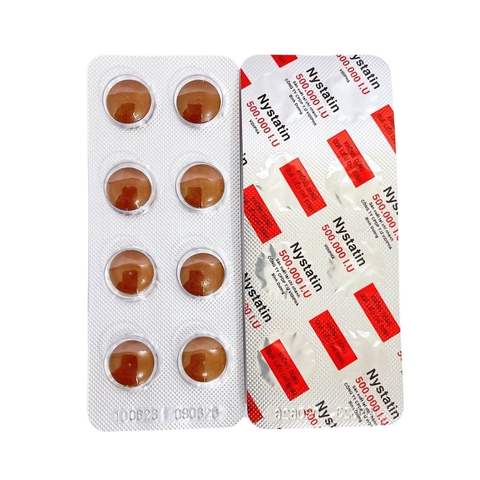 Nystatin - Hộp 2 vỉ x 8 viên bao đường - DonaiPharm (Nystatin 500.000 IU)