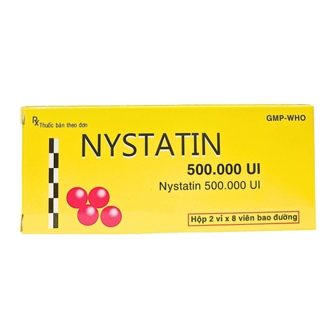 Nystatin - Hộp 2 vỉ x 8 viên bao đường - DonaiPharm (Nystatin 500.000 IU)
