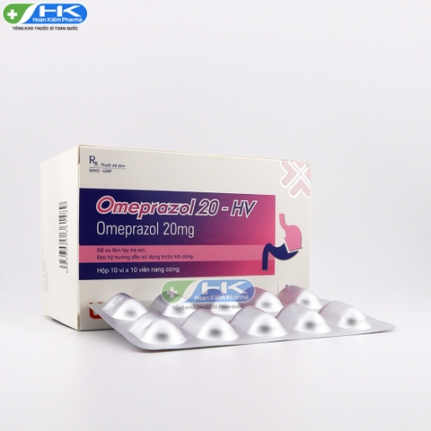 Omeprazol 20 HV - Hộp 10 vỉ x 10 viên nang - USP (Omeprazol 20mg)