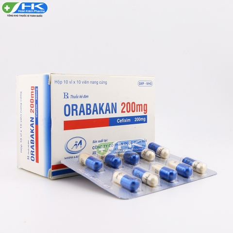 Orabakan 200 - Hộp 10 vỉ x 10 viên nang cứng - Mipharco (Cefixim 200mg)
