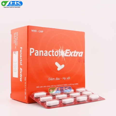 Panactol Extra - Hộp 15 vỉ x 12 viên - Khapharco Pharm (Paracetamol 500mg; Cafein 65mg)