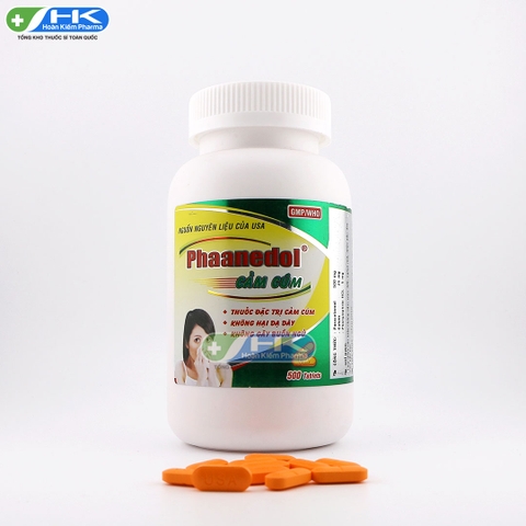 Phaanedol cảm cúm - Chai 500 viên nén - NIC Pharma(Paracetamol 500mg; Cafein 25mg; Phenylephrine HCl 5mg)