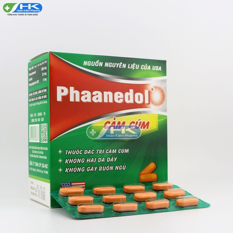 Phaanedol cảm cúm - Hộp 15 vỉ x 12 viên - NIC Pharma (Paracetamol 500mg; Cafein 25mg; Phenylephrine HCl 5mg)