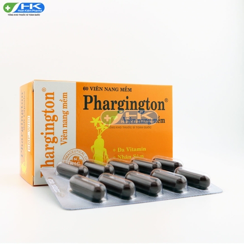 Phargington - Hộp 6 vỉ x 10 viên nang mềm - NIC Pharma(Cao nhân sâm; Vitamin A, B1, B2, B5, B6, B12, PP, C)