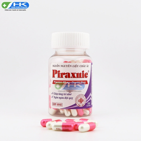 Piraxnic - Chai 100 viên nang - NIC Pharma (Piracetam 400mg; Cinnarizin 25mg)