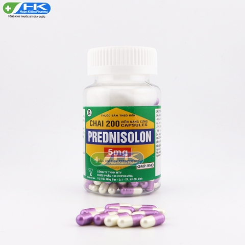 Prednisolon - Chai 200 viên nang cứng - Cophavina(Prednisolon 5mg)