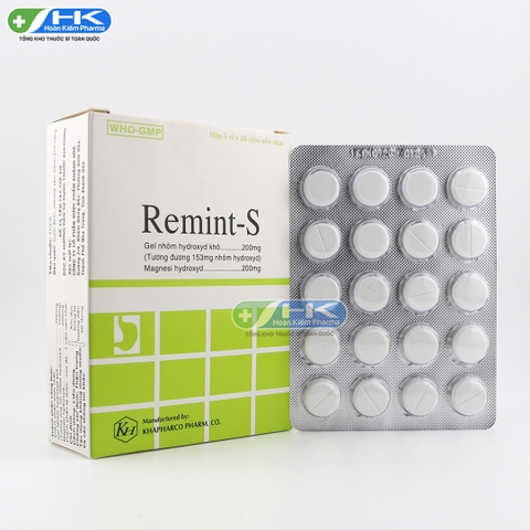 Remint-S - Hộp 5 vỉ x 20 viên nén - KhaPharco Pharm (Magnesium hydroxide 200mg; Nhôm hydroxyd 200mg)