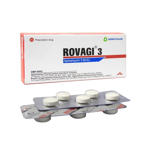 Rovagi 3 - Hộp 2 vỉ x 5 viên nén - Agimexpharm (Spiramycin 3 M.IU)