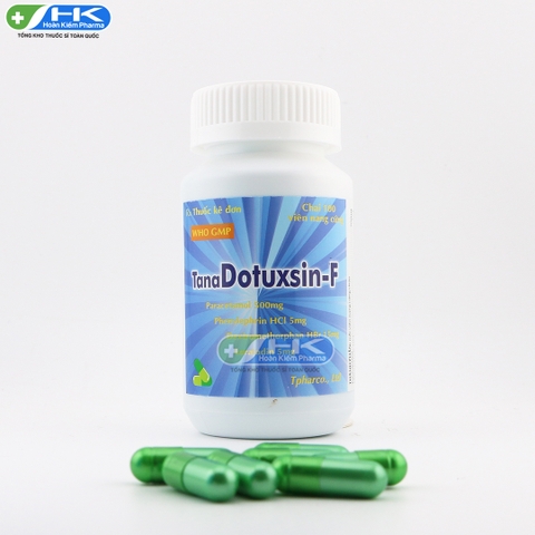 Tana Dotuxsin-F - Chai 100 viên nang cứng - Thành Nam Pharma (Paracetamol 500mg; Phenylephrin HCl 5mg; Dextromethorphan HBr 15mg; Loratadin 5mg)