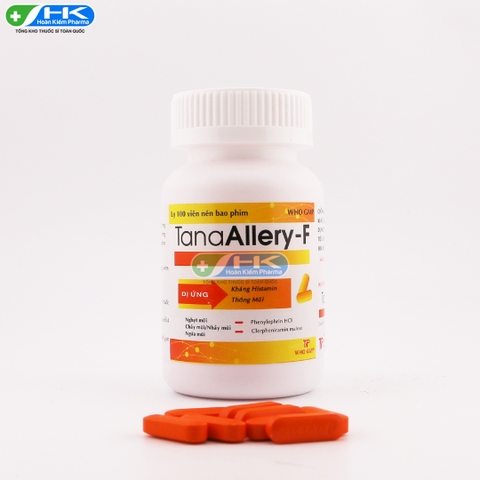 TanaAllery-F - Chai 100 viên nén - Thành Nam Pharma(Phenylephrin hydroclorid 5mg; Clorpheniramin 4mg)