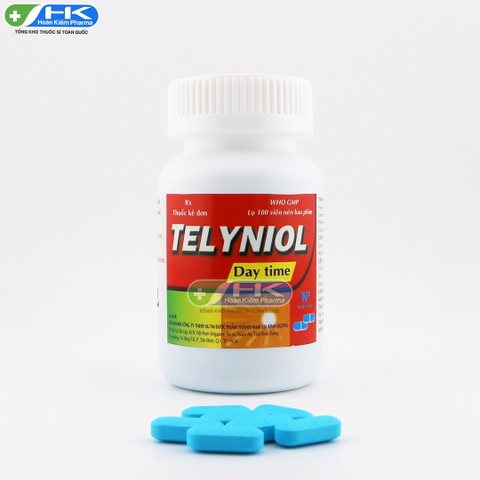 Telyniol - Chai 100 viên nén - Thành Nam Pharma (Paracetamol 500mg; Dextromethorphan HBr 10mg; Phenylephrin HCl 5mg)